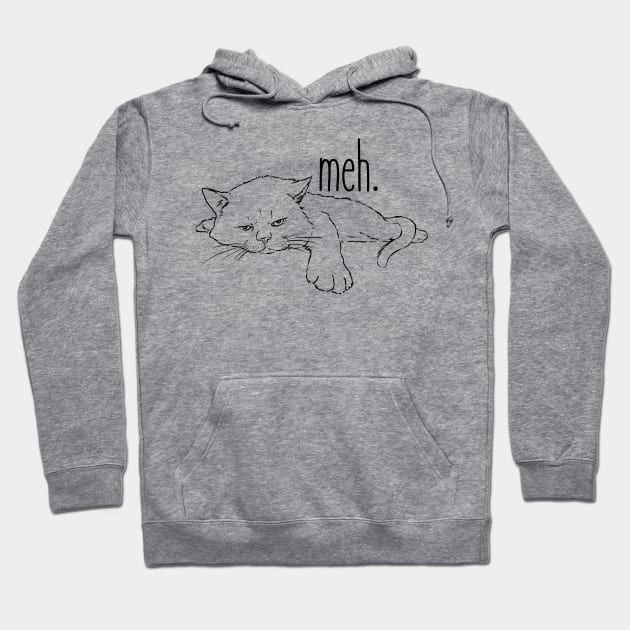 Meh Cat, Bored Kitty, Funny Cat, Cat Drawing Hoodie by sockdogs